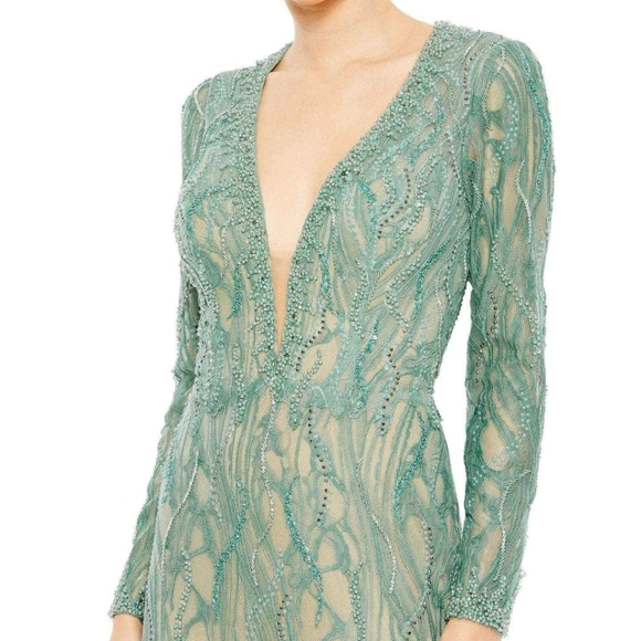 NWT Mac Duggal Long Sleeve Mermaid Gown - Picture 4 of 9